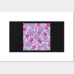 Pink and purple very peri flowers Posters and Art